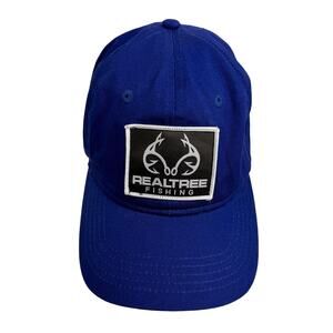 Men's Realtree Fishing Blue Cap Adjustable Back Logo Patch Cotton Trucker Hat OS